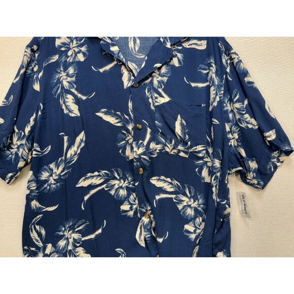 Old Navy Mens Short Sleeve Button Up Shirt Sze XXL Blue Floral Casual Summer NWT - Picture 8 of 15